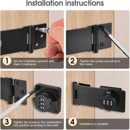 Security Hasp Lock Security 3 Digit Combination For Wardrobe Drawer Cabinet Door