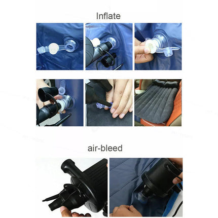 Portable Inflatable Car Back Seat Mattress Camping Travel Air Bed +Electric Pump