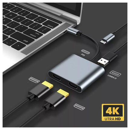 Adapter USB 3.0 Type-C to Dual HDMI USB C Hub Docking Station Screen Expansion