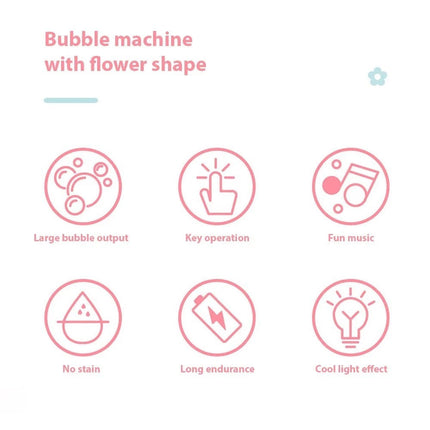 Rose Flower Bubble Blower Machine Auto LED Light Rechargeable Red No Liquid
