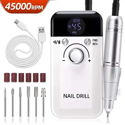 45000RPM Rechargeable Portable Nail Drill File Machine Manicure Pedicure Art