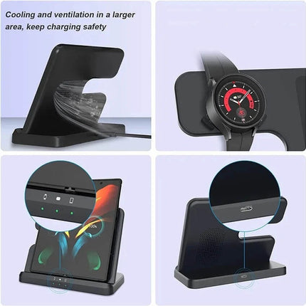 15W Fast Charging Wireless Charger Station Ft Samsung Galaxy Phone Watch Earbuds