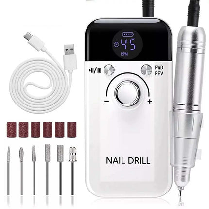 Electric Nail Drill Set Rechargeable Acrylic Nail File Machine LCD Display