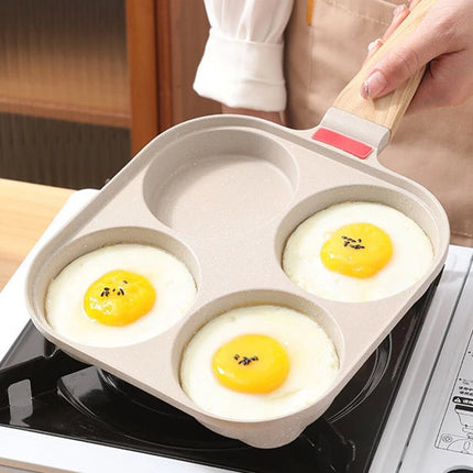 Non-Stick Egg Maker 4 Cup Pancake Burger Frying Pan Fried Egg Breakfast Cookware White