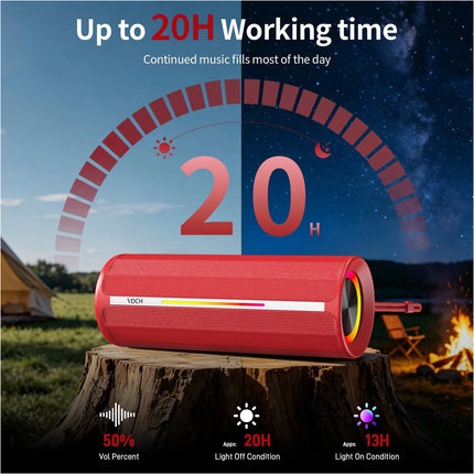 Waterproof Bluetooth Speaker with RGB Lights 20W Portable Outdoor Soundbox