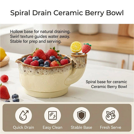 1Pcs Self Spinning Berry Washing Bowl Berry Bowls with Holes Washer Spinner+Fork