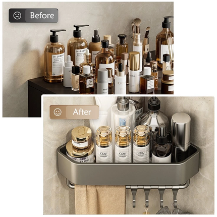 3x Corner Bathroom Kitchen Shelving Organizer Steel Bathroom Rack Towel Holder