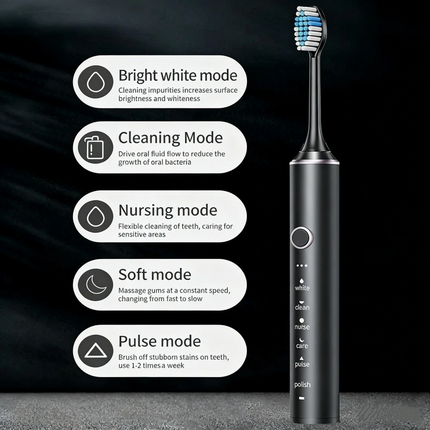 Sonic Electric Toothbrush USB Rechargeable With 8 Brush Heads 6 Modes Timer Case