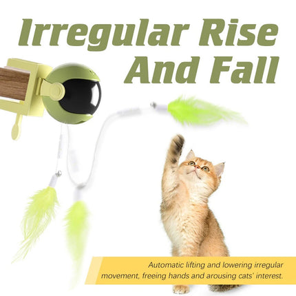 4PCS Cat Toy Kitten Smart Automatic Lifting Feather Teaser Electric Interactive (Green)