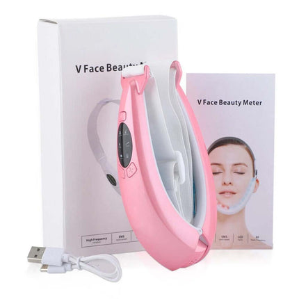 Electric V-Face Shaping Massage Face Lifting Slim Double Chin Removal Machine Pink