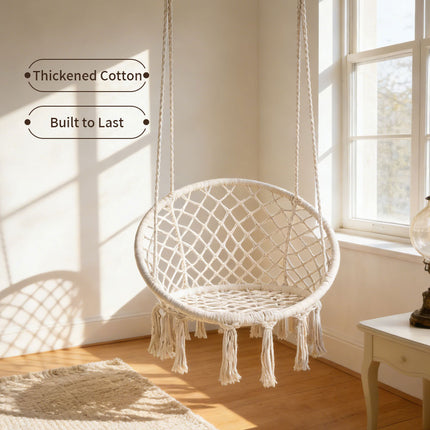 Hammock Chair Macrame Cotton Swing Bed Relax Indoor Outdoor Hanging Garden
