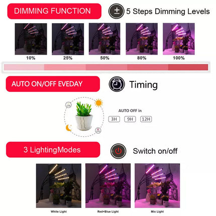 4 Head LED Grow Light with Stand for Indoor Plants Full Spectrum Plant Grow Lamp