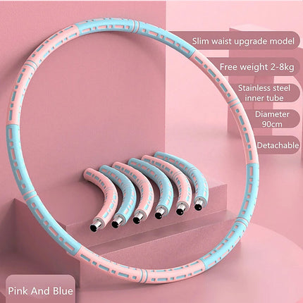 Fitness Hula Hoop Detachable Home Exercise Lose Weight Workout Adults Hoola Blue-Pink