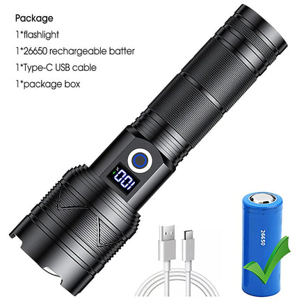 1500000lm LED Flashlight Torch Zoom Light Super Bright Camping Rechargeable Lamp