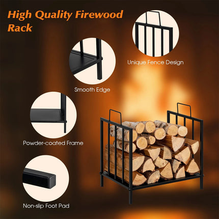 46CM Firewood Rack Decorative Steel Firewood Storage Log Holder with Handle
