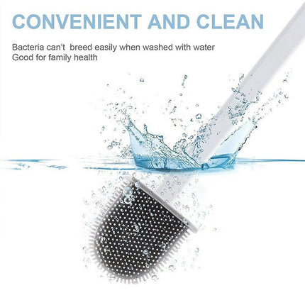 2PCS Bathroom Silicone Bristles Toilet Brush with Holder Creative Cleaning Brush Set White