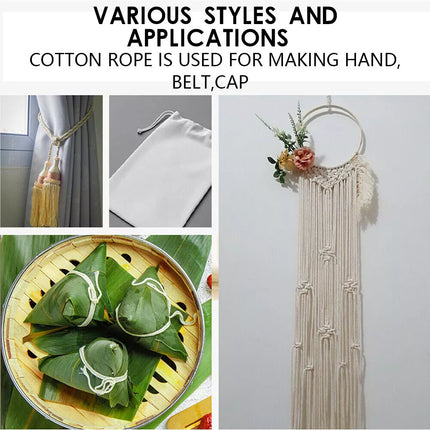 4mm Natural Cotton Rope Cord String Twisted Beige Craft Macrame Artisan