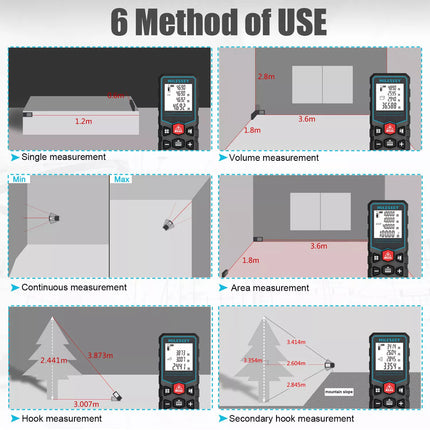50M Laser Distance Meter Distance Area Volume Laser Measure Pythagorean