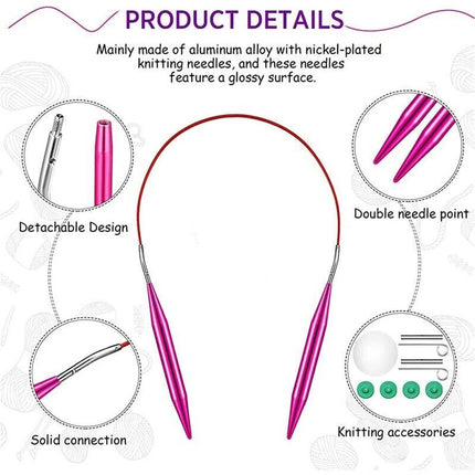 13 Size Aluminum Circular Knitting Needles Set Interchangeable Crochet Hooks
