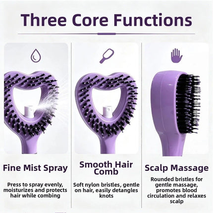 2-in-1 Heart-shaped Spray Hair Comb Scalp Massage Comb For Easy Hair Care