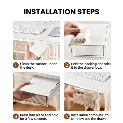 Multipurpose Under Desk Drawer Organizer Slide Buckle Desk Storage Drawer Home