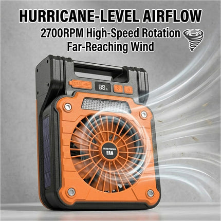 Solar Charging Camping Fan LED light Rechargeable Battery Lantern Power Bank
