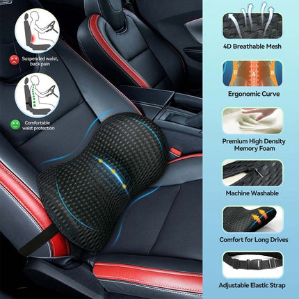 Back Cushion Support Chair Memory Foam Lumbar Lower Back Pillow Office