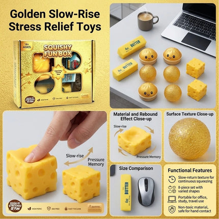 4 Pcs Yellow Sensory Toy Set Kawaii Stress Relief Assortment