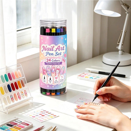 24 Colors Dual-Ended Nail Art Pens Set,12pcs Dual-Ended Pens AU