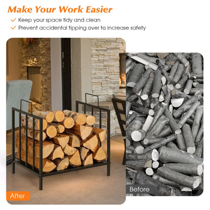 46CM Firewood Rack Decorative Steel Firewood Storage Log Holder with Handle