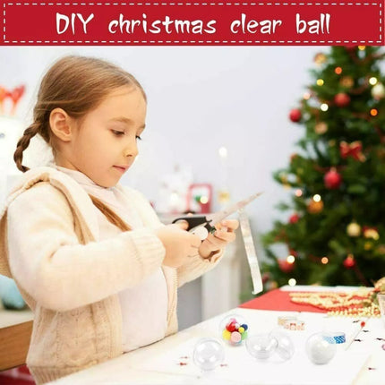 10X Clear Plastic Ball Christmas Baubles Fillable Xmas Tree Ornament Deco