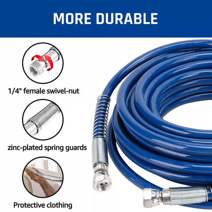 1/4'' Airless Paint Sprayer Hose Tube Connector Spray Pipe Painting 15m