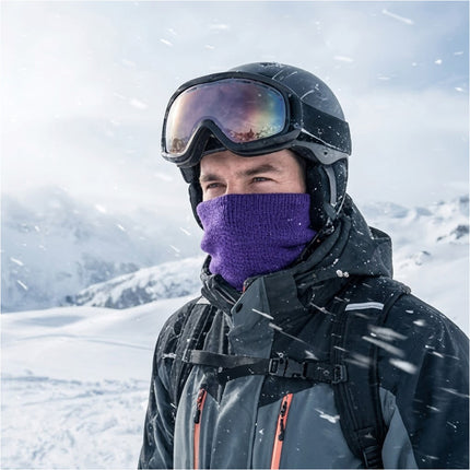 For Women Men Neck Warmer Tube Winter Knitted Scarf Thermal Warm Thicken Chunky Blue