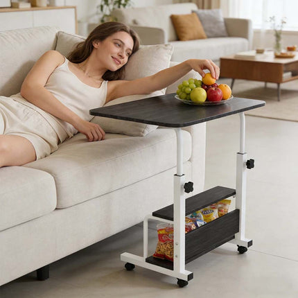 Mobile Laptop Desk Adjustable Computer Table Stand Bed Bedside Portable Study Black