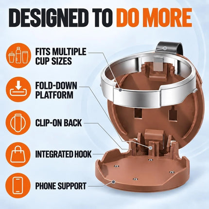Universal Foldable Car Cup Holder with Hook Folding Automotive Door Storage