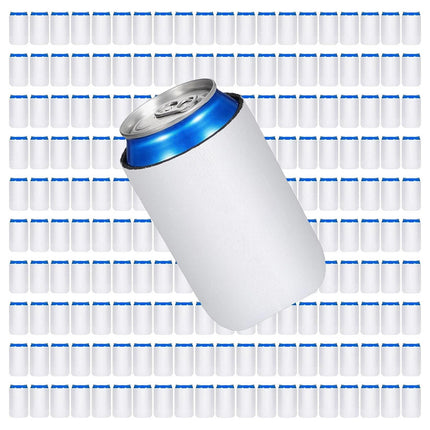 50pcs Foldable Blank Can Stubby Cooler Holder Sleeve Sublimation Heat Transfer White