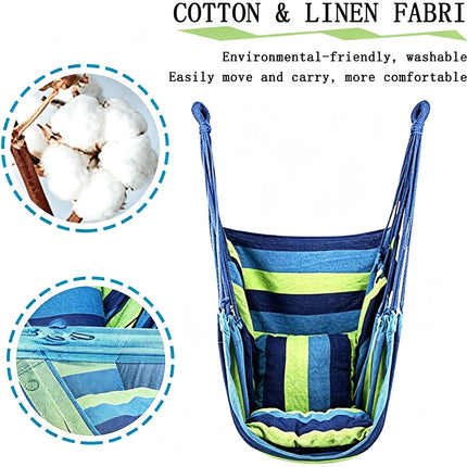 Garden Deluxe Hanging Hammock Chair Swing Outdoor/Indoor Camping W/ Pillows