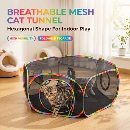 Cat Enclosure, Pop Up Cat Rolling Tent Cube for Outdoor and Indoor Foldable