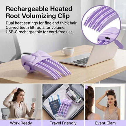 Electric Cordless Heated Hair Volume Clip - Root Clips for Curly Hair Volume Purple