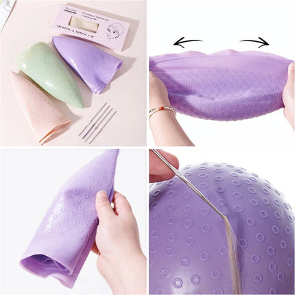 Hair Cap Reusable Highlighting Tinting Streaking Silicone Hat Hairdressin