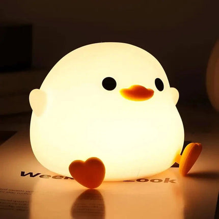 Cute Duck Shape Silicone LED Night Light, Dimmable Rechargeable Touch Lamp