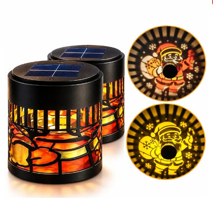 Solar Outdoor Decorative Wall Santa Claus Projection Light Christmas Decor
