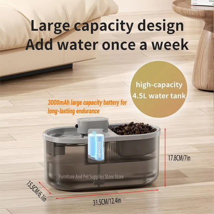 Automatic Pet Cat Drinker 4.5L Motion Sensor 2 Bowl Ultra-Quiet Drinker Fountain