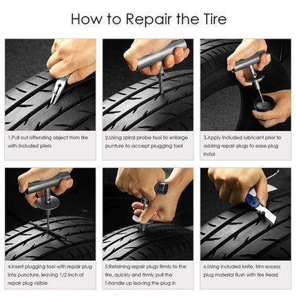 4WD Offroad 148PCS Tyre Puncture Repair Recovery Kit Heavy Duty Plugs Tubeless