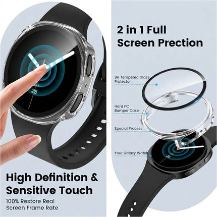 For Samsung Galaxy Watch 8 Case Cover With Glass Screen Protector 44mm Clear