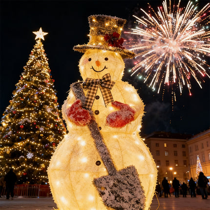 120cm Solar Powered Christmas Decoration Lights Snowman Metal Frame LED Light