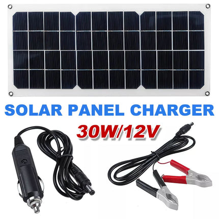 30W Solar Panel Trickle Charger 12V Battery Charger for RV Boat Car Camping Flex