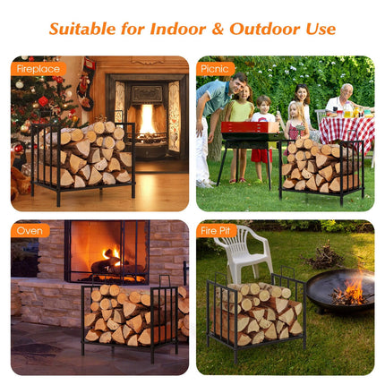 46CM Firewood Rack Decorative Steel Firewood Storage Log Holder with Handle
