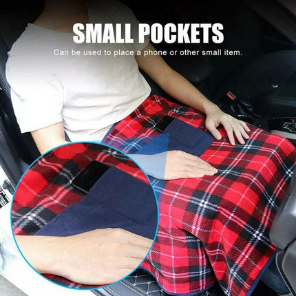 Multifunctional 12V Electric Heated Blanket Car Soft Travel Camping Rug Caravan