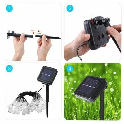 2X LED Solar Powered String Fairy Lights Raindrop Outdoor Garden Party Xmas Decor